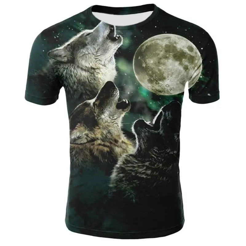 Men\'s Women\'s Summer 3 T-shirt Animal Wolf Graphic Casual Round Neck Short Sleeve Street Soft Breathable T-shirt