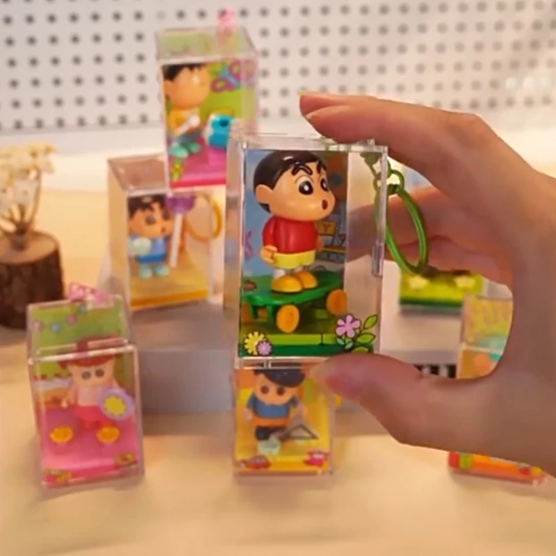 

AREAX Crayon Shin Chan Performance Show Building Blocks Blind Box Keychain Kid Fan Christmas Gift Portable Hangable Bag Ornament