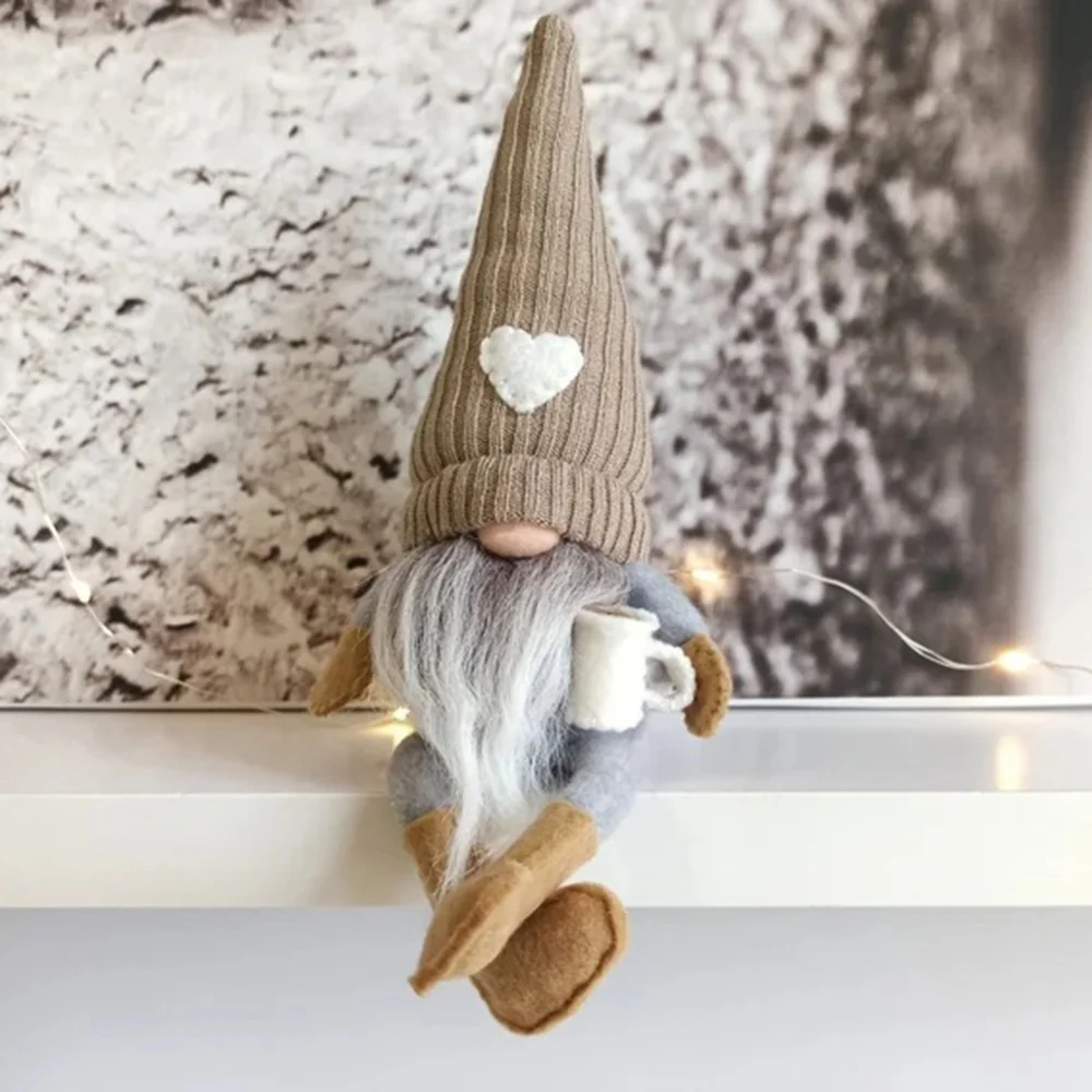 Coffee Gnome Plush Faceless Doll Knitted Coffee Gnomes Ornament for Farmhouse Festival Plush Doll Christams Decorations for Home images - 6