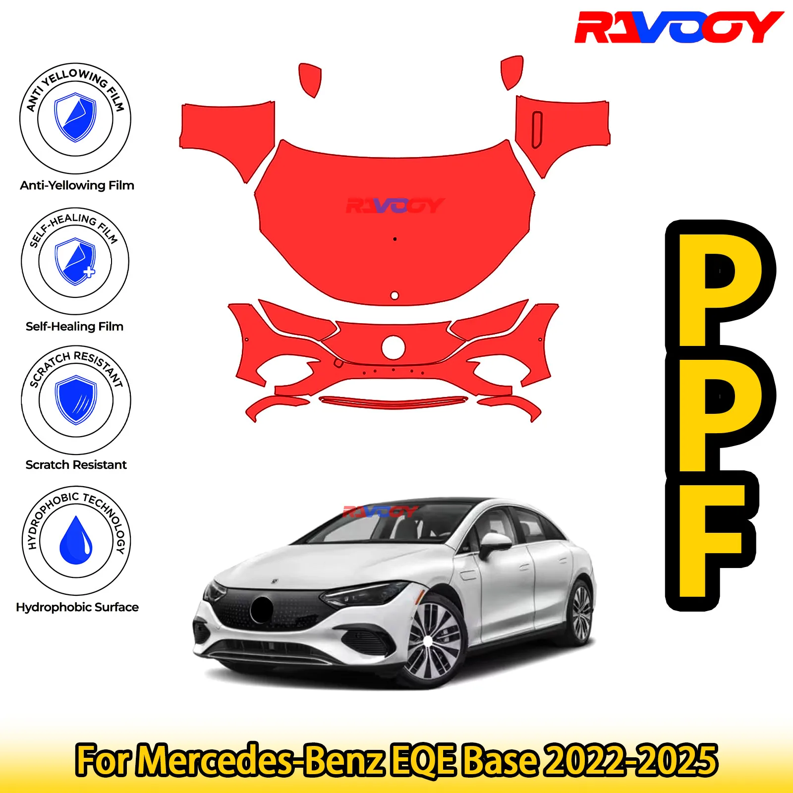 

For Mercedes-Benz EQE Base 2022-2025 Glossy Matte Black Precut front PPF Kit Paint Protection Film
