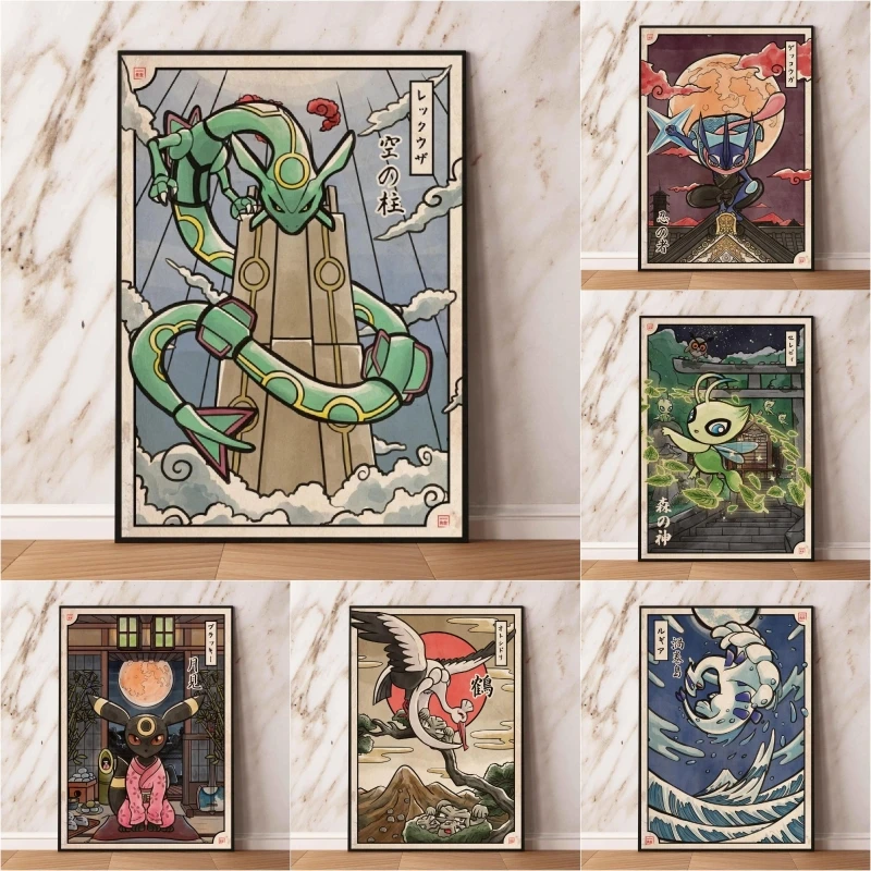 

Pokemon Retro - Style Canvas Painting Umbreon Celebi Hd Poster Print Diverse Sizes Ideal for Living Room Wall Decoration