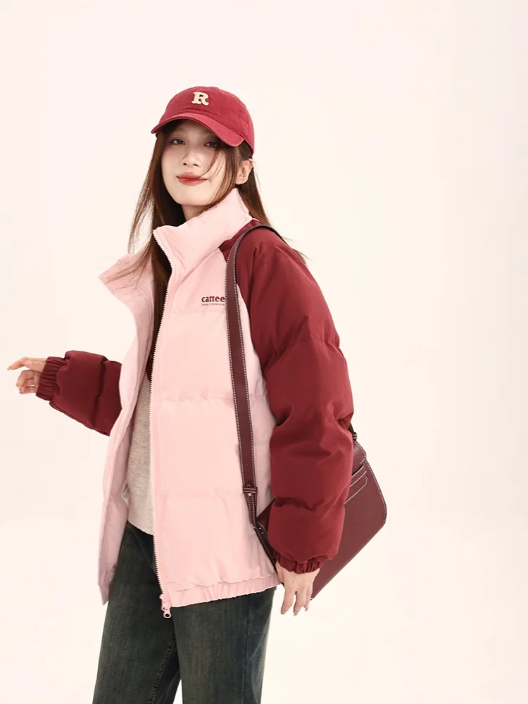 

Женская зимняя куртка Yang Pao Pao из утолщенного хлопка, корейская версия, приталенная, с длинными рукавами, на молнии, с воротником-стойкой