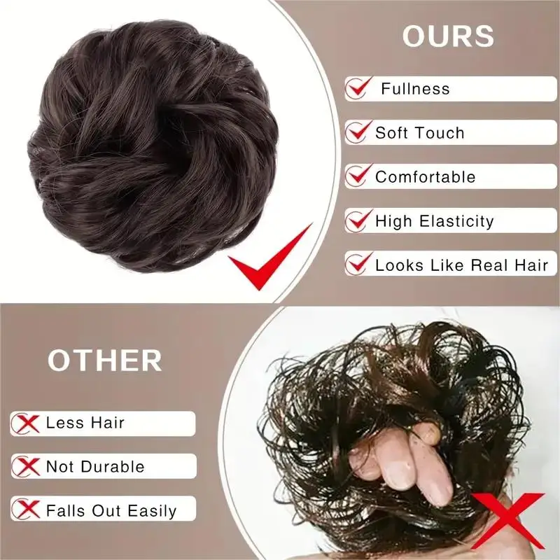 Synthetic Hair Bun Extensions Messy Curly Elastic Hair Scrunchies Hairpieces Synthetic Chignon Donut Updo Hair Pieces for Women