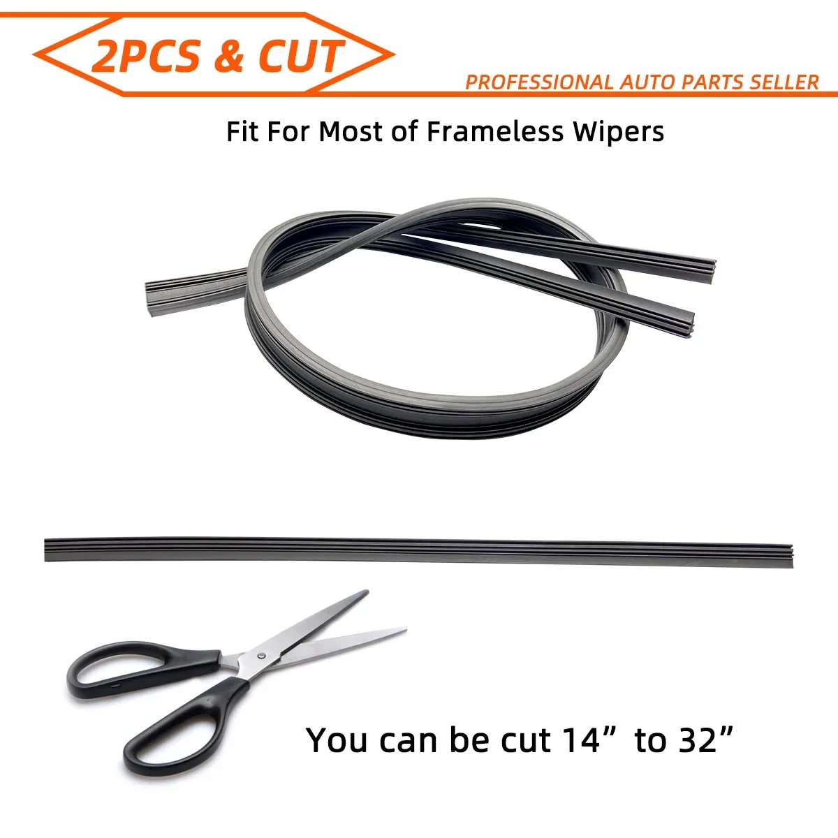 2PCS 35cm To 80cm Car Wiper Rubber Refill Blade Soft Insert Strip DIY Can Be Cut Windshield Wiper Replacement Parts  26\