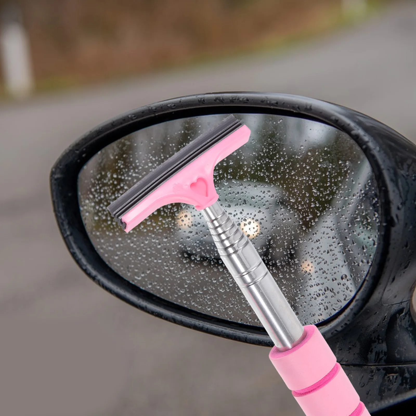 

Multifunctional Car Rearview Mirror Wiper Extendable Telescopic Design Efficient Water Wiping Rain Resistant Easy Installation