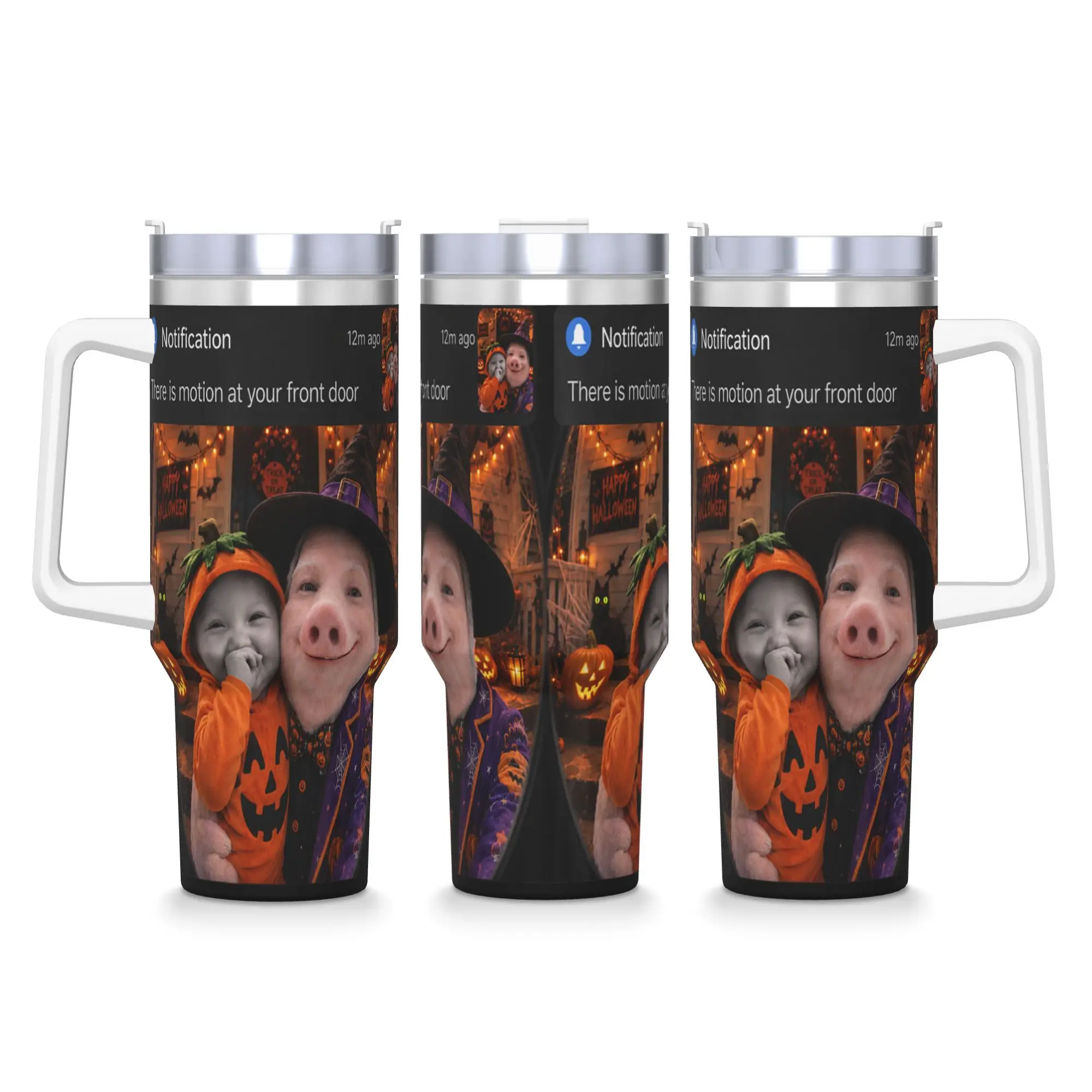 John Pork Holding Niche AI Baby Funny Halloween Motion Meme Tumbler Cold and Hot Water Bottle Heat Stainless Steel Thermal Mug