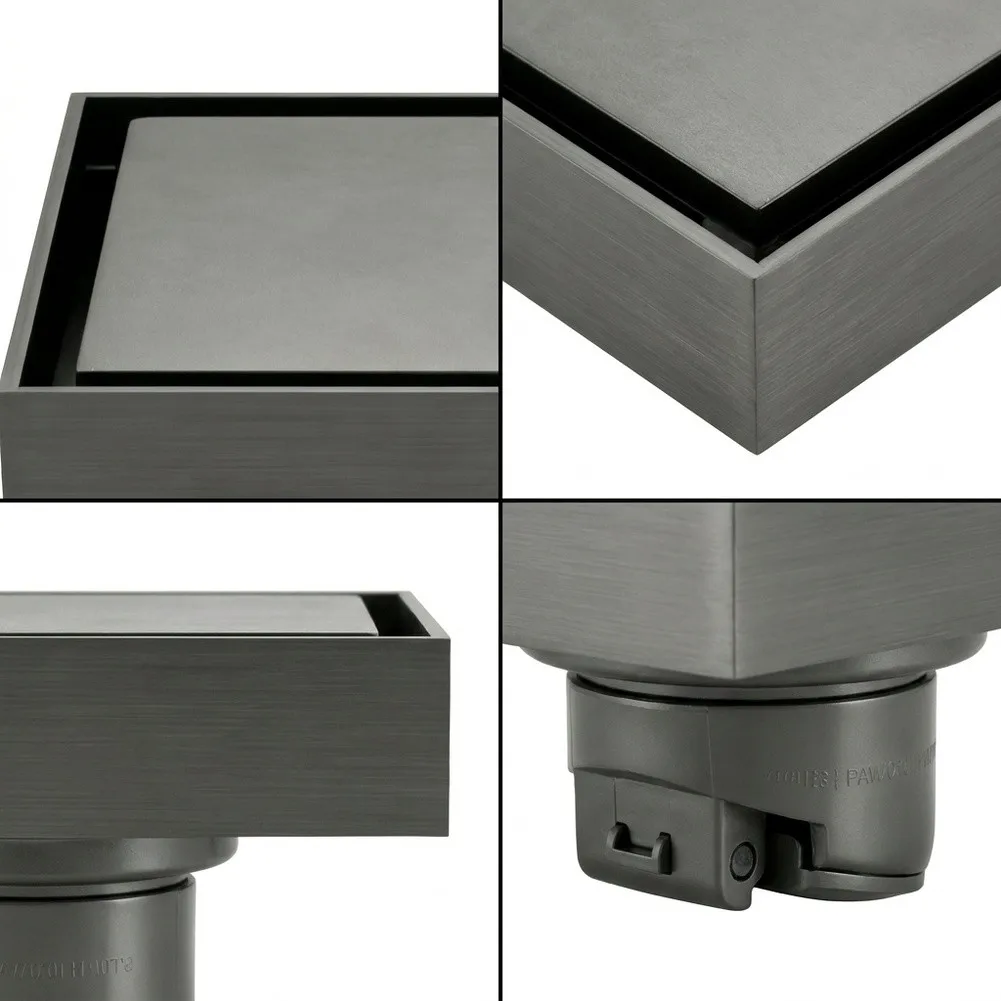 For Moist Environments Gray Bathroom Shower Drain Long Lasting Floor Drain Shower Removable Filter Drain Fresh Living Space