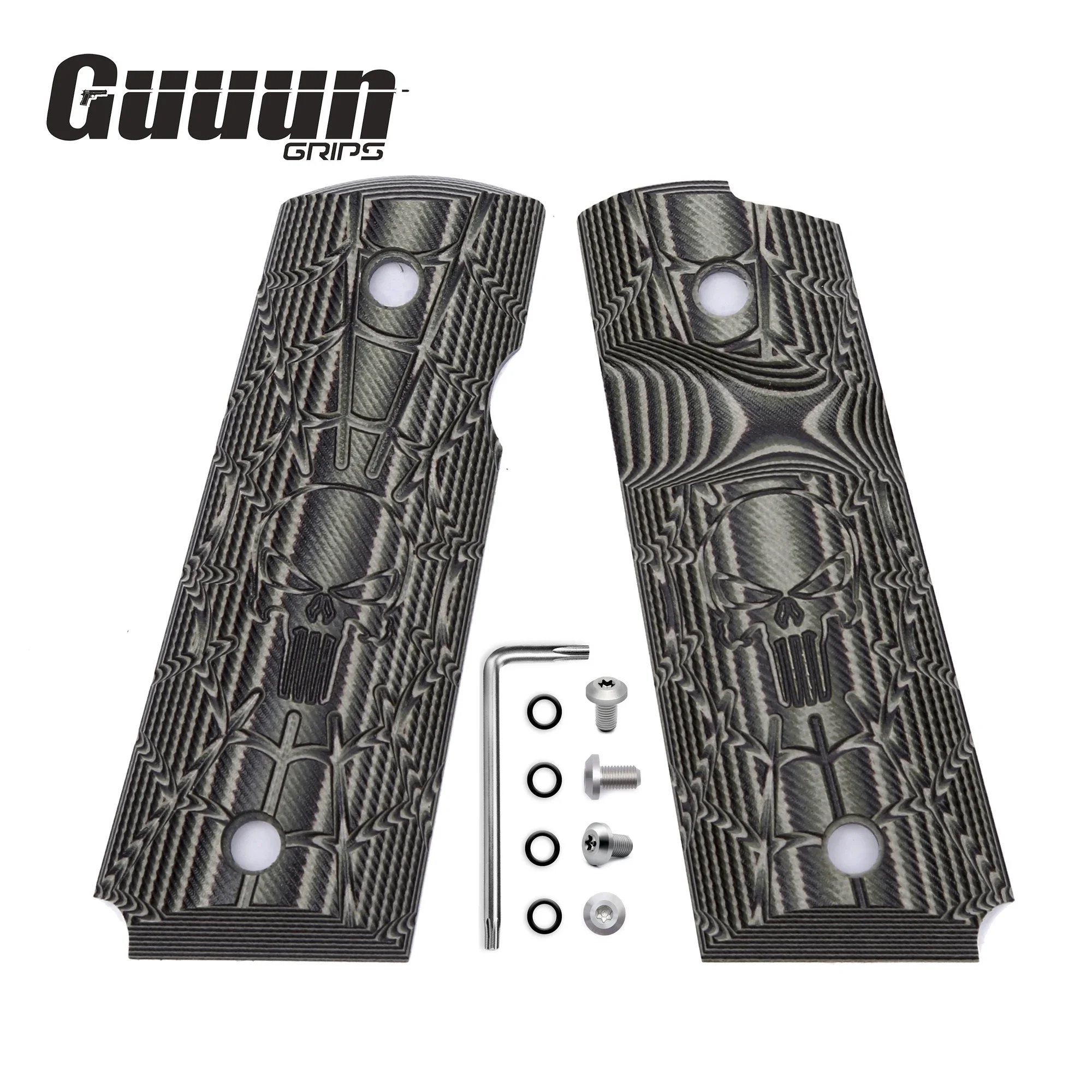 Guuun Grips for 1911 Compact Officer Skull Skeleton Punisher Texture