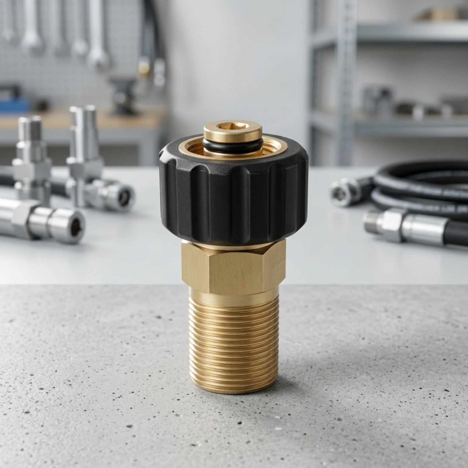 Pressure Washer Swivel Adapter Brass Pressure Washer Connector with Swivel Threaded Knurled for Car Washing