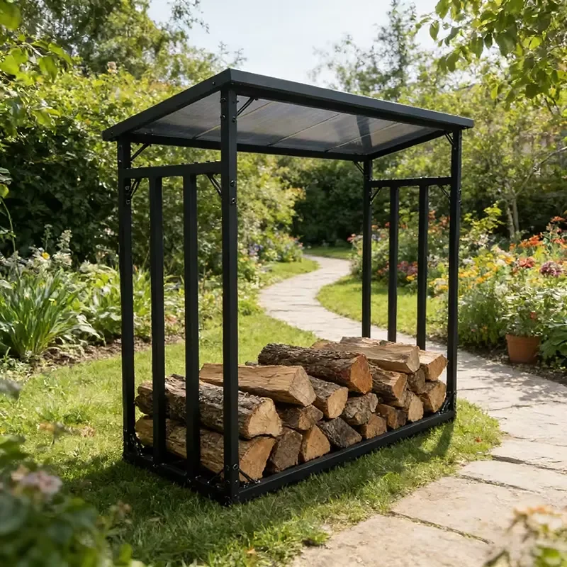 5ft 6ft Multiple Size Firewood Log Stacker Heavy Wood Storage Stand Waterproof Rust Resistant Space Saving Firewood Rack