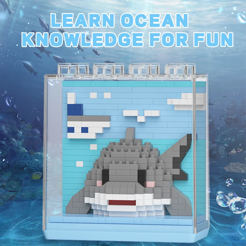 

Cartoon Doll Ocean Creatures Series Puzzle Assembly Microparticle Building Blocks Male and Female Birthday Gifts