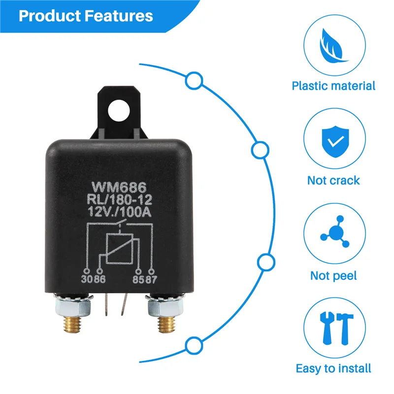 

#89Q Automotive Parts & Accessories,12V 100Amp 4-Pin Heavy Duty ON/OFF Switch Split Charge Relay Black,Black