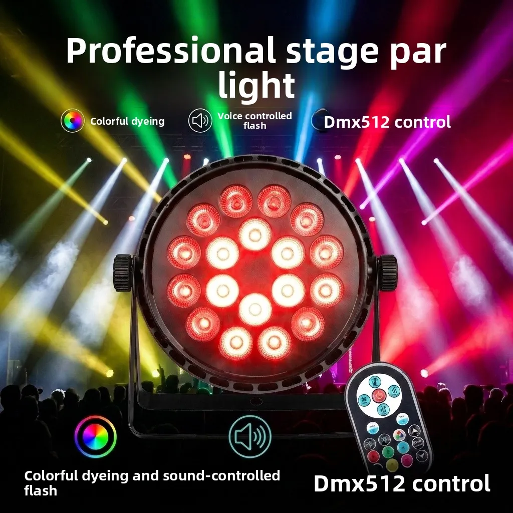 

18 flat lights, stage lights, LED full-color floodlights, background bar engineering performance projection lights