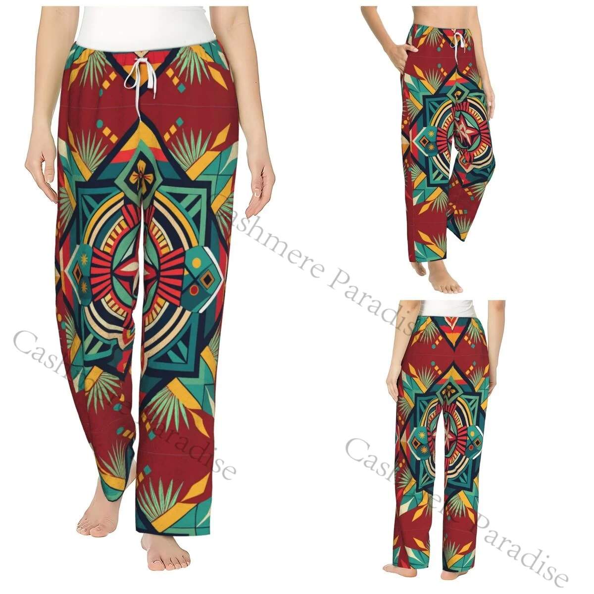 

Aztec Ethnic Flannel Pajama Pants for Women Soft Warm Sleep Pants with Elastic Waistband