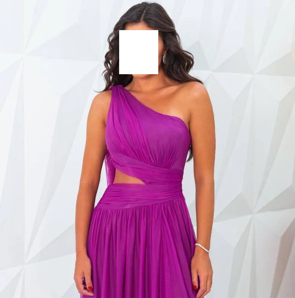 Elegante e de alta qualidade a linha um ombro vestido de noite sem mangas até o chão fenda lateral vestidos de baile tamanho personalizado