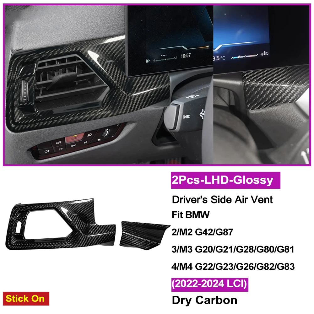 Fit 2022‑2024 BMW 2 3 4 G20 G21 G80 G81 M3 G22 G23 G26 G82 G83 M4 G42 G87 M2 Carbon Driver Side Air Vent Trim Outlet Frame Cover