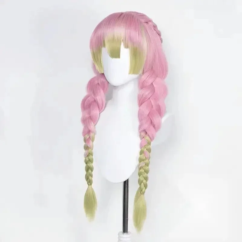 Mitsuri Kanroji Cosplay Wig Long Pink Green Heat Resistant Hair Authentic Cosplay Wigs + Wig Cap view 4