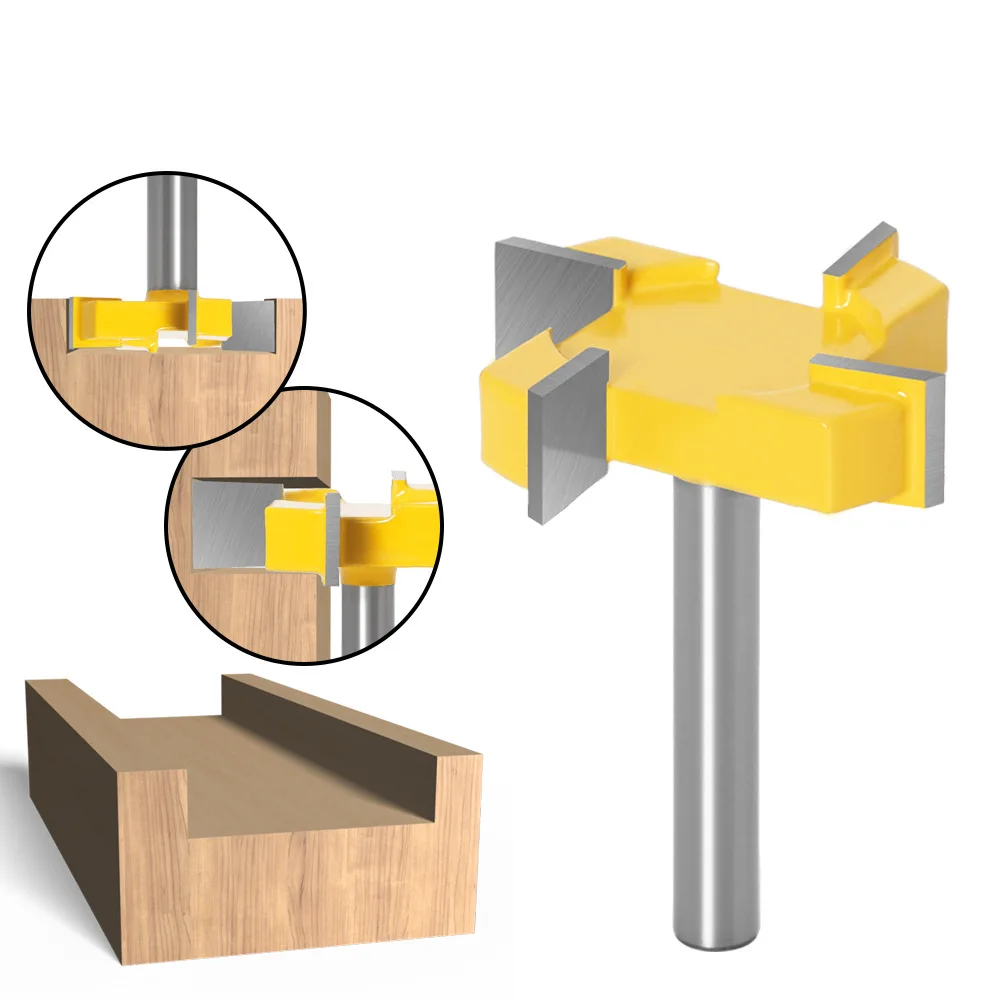 

8 Handle Four-edge T-knife Slotting Knife Woodworking Milling Cutter Engraving Machine Cutter Head Large Diameter Bottom