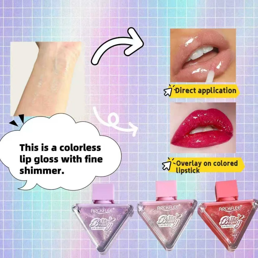 ملمع شفاه مثلث شفاف، عبوة واحدة، 3 ألوان متوفرة، مع ملمع شفاه لامع، مرطب ومرطب، تبييض