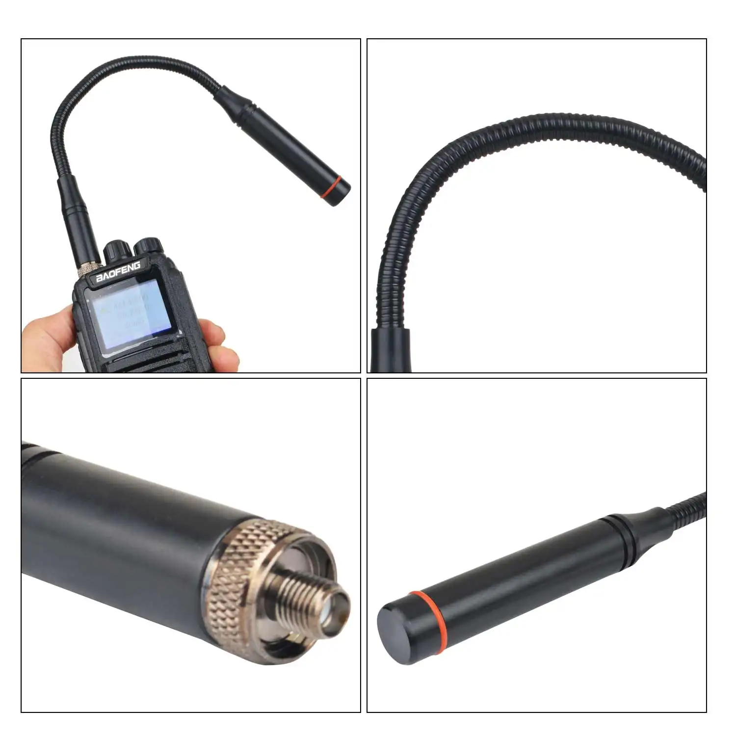 12.8inch Goose Tube Flexible Tactical VHF UHF Dual Band Walkie Talkie Antenna 144/430MHz 20W 3.8dBi SMA-F/SMA-M/BNC Connectors