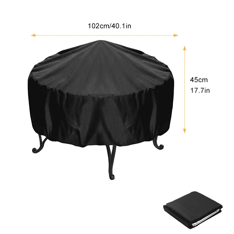 Outdoor Garden BBQ Grill Cover Waterproof Dustproof UV Protection Round Small Fire Pit Cover Multi Size for Barbecue Accessories