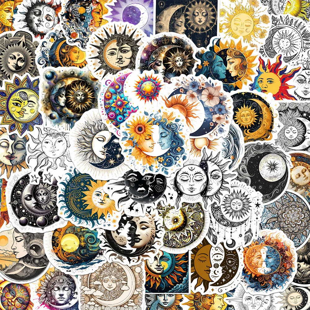 

10/30/50pcs Aesthetic Gothic Moon Sun Graffiti Stickers Vintage Decals Toys DIY Laptop Suitcase Waterproof Cool Cartoon Sticker
