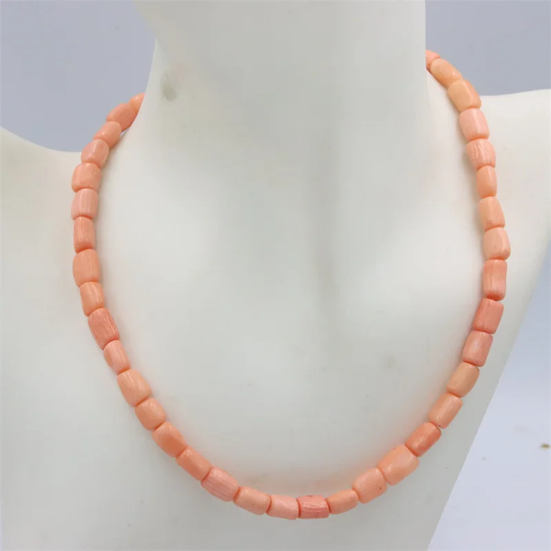 Lefei Jewelry Fashion Trendy Pink Irregular Cylinder Natural Coral Loose Spacer Bead Making Necklace Women DIY Charm Accessories