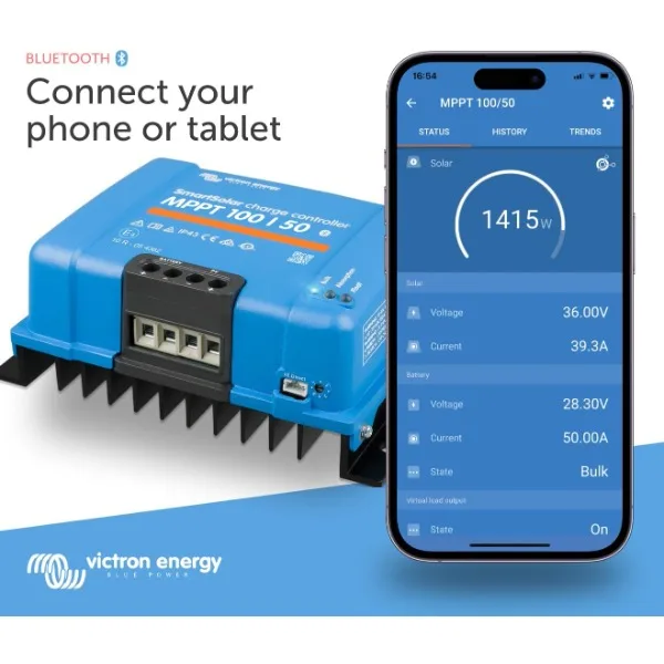 Imagem -02 - Victron Energia-smartsolar Mppt Controlador de Carga Solar Bluetooth 100v 50 Amp 12 Volts 24 Volts