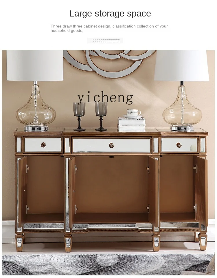 

Dining Side Shelf Light Luxury Wine Cabinet Integrated Wall Hall Cabinet Living Room Modern Mirror Entrance Cabinet