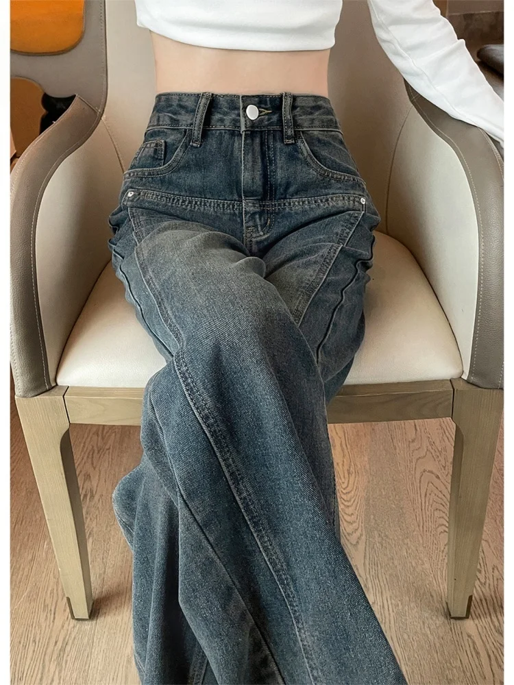 

Большие размеры Fce Lined Thi Широкие джинсовые джинсы Женские осенние новые свободные драпированные ленивые свободные брюки длиной до пола