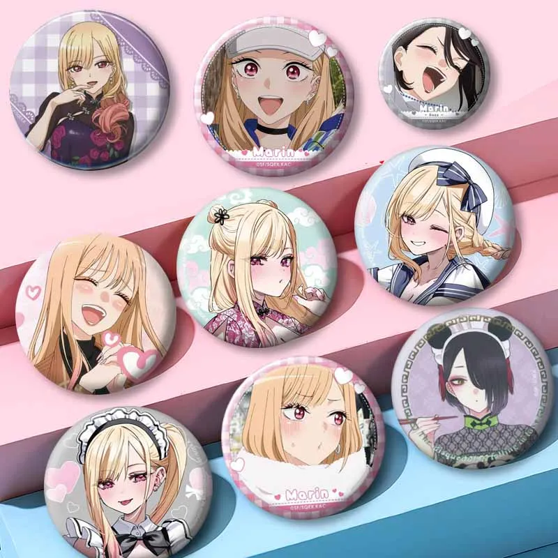 Cute Anime Figure Kitagawa M-Marin Enamel Pin Cartoon Cosplay Jewelry Accessories Backpack Shoes