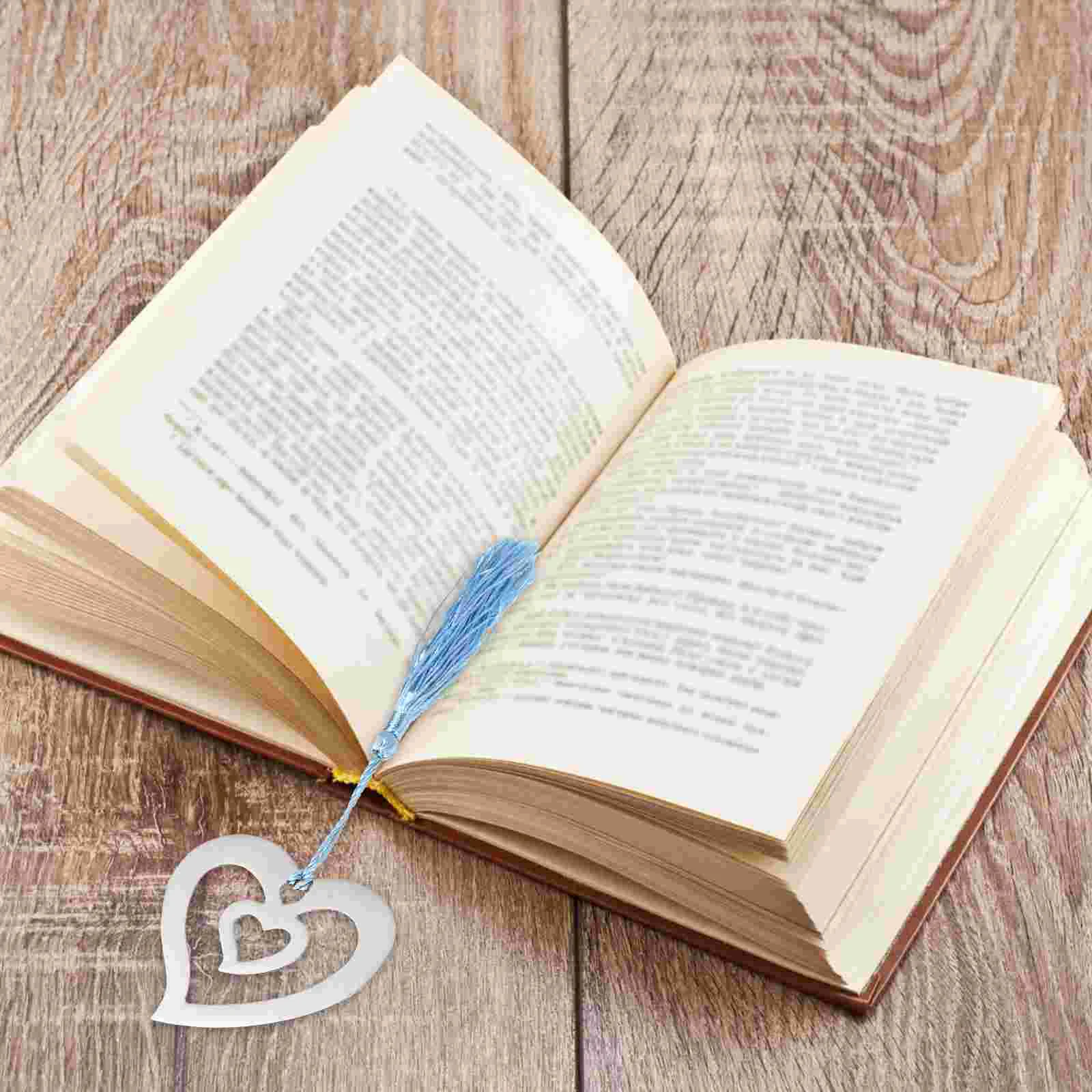 6 Pcs Heart Bookmarks Stainless Steel Love Bookmark Compact Light Weight Students Gifts Book Page Markers Tassel Bookmarks Nice