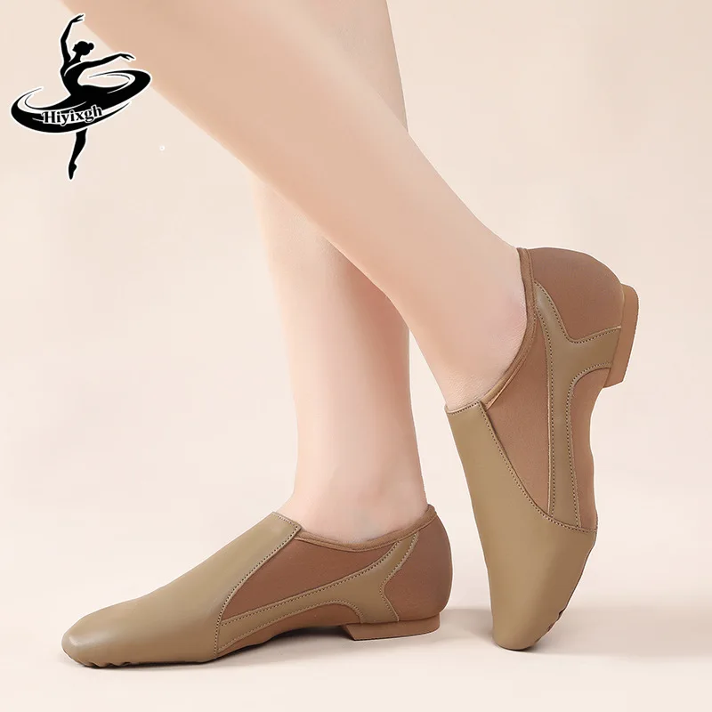 

Мягкие кожаные джазовые танцевальные туфли унисекс, цвета хаки и черные, с противоскользящей подошвой, джазовые балетные туфли, высококачественные танцевальные кроссовки для взрослых, для мужчин и женщин