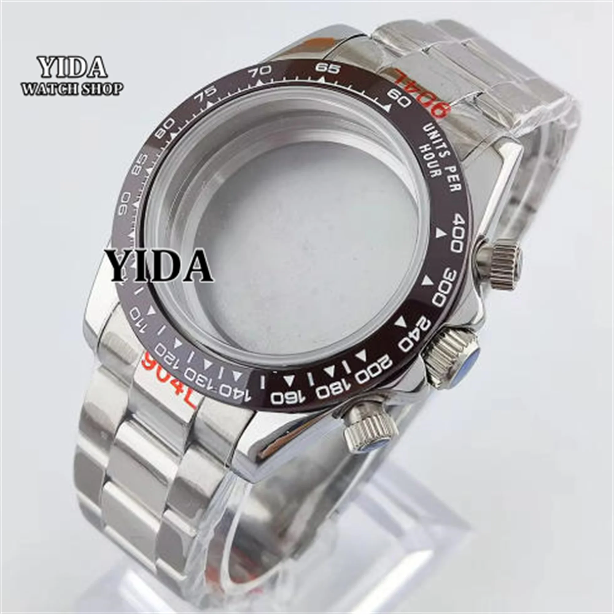 VK63 Chronograph Case Stainless Steel Strap 10ATM Waterproof Sapphire Glass fit VK63 Quartz Movement 39mm Watch case Accessories