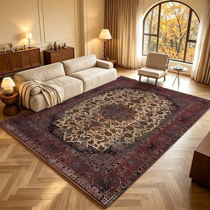 1 Piece vintage Ornate Patterned Woven Rug, Soft and Comfortable, All-Season, lightweight Easy to Care, Home Decor, Room Decor, Autumn, Winter, Living Room, Bedroom, Entryway