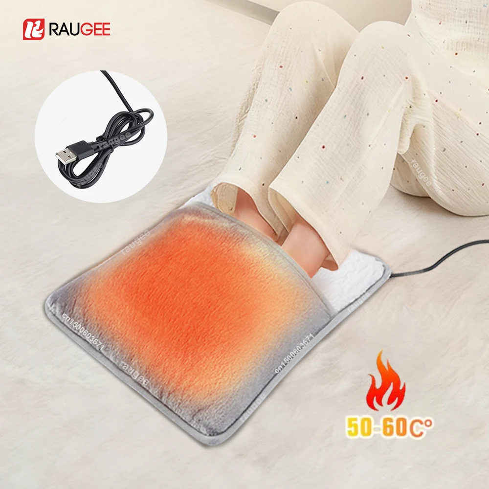 Foot Warmer USB Foot Heater Electric Foot Heating Pad Soft Plush Portable Warm Foot Cover Winter Feet Warmer Heating Mat forHome