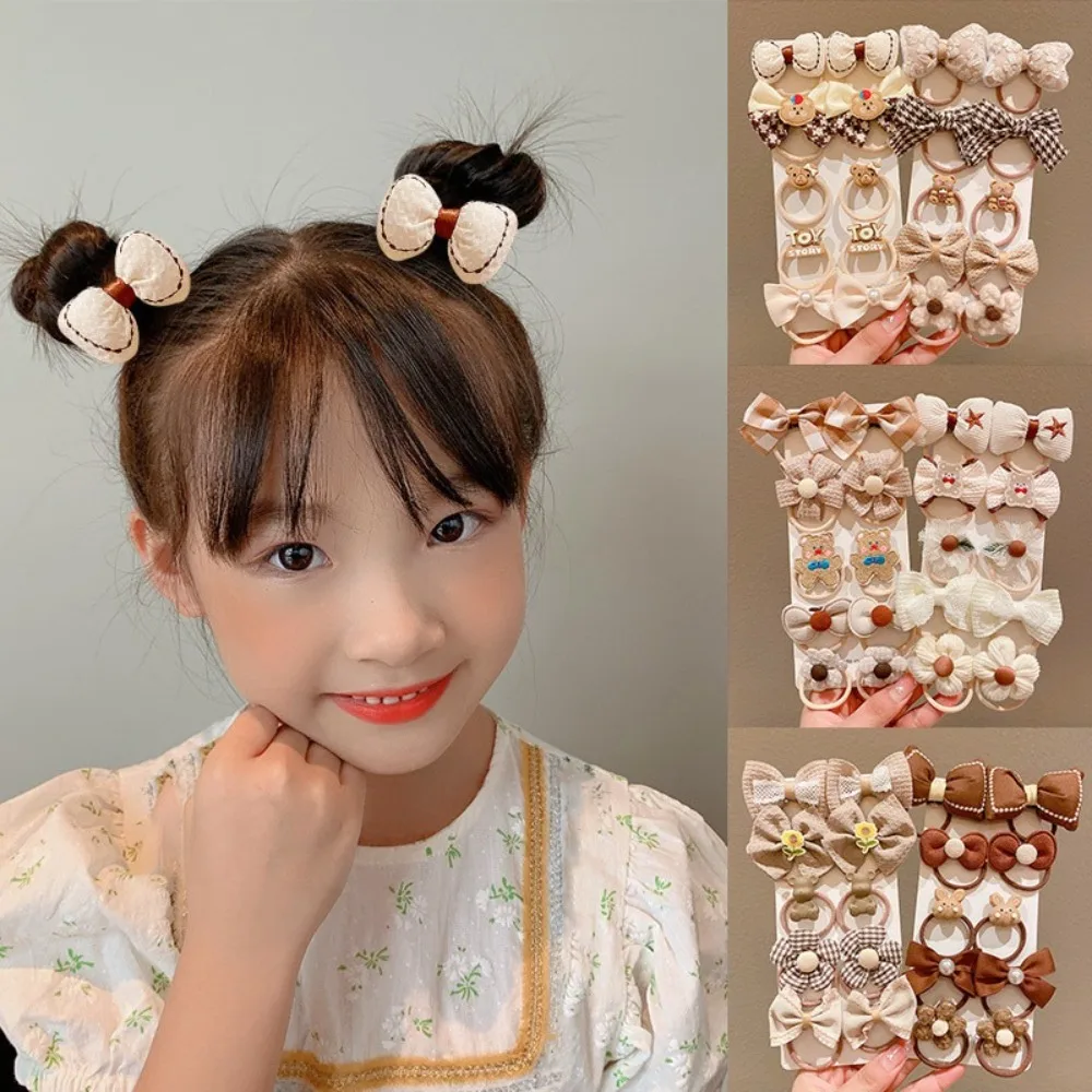 10pcs High Quality Cute Hair Ropes High Elastic Headwear Bow Hair Ties Sweet Flower Headbands for Kids