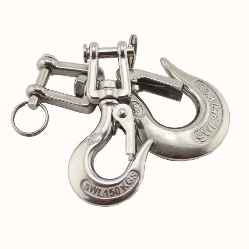 2 Pcs Marine Jaw Type Swivel Crane Hook with Safety Load Limit of 150-1500Kg Marine Boat 304 Stainless Steel