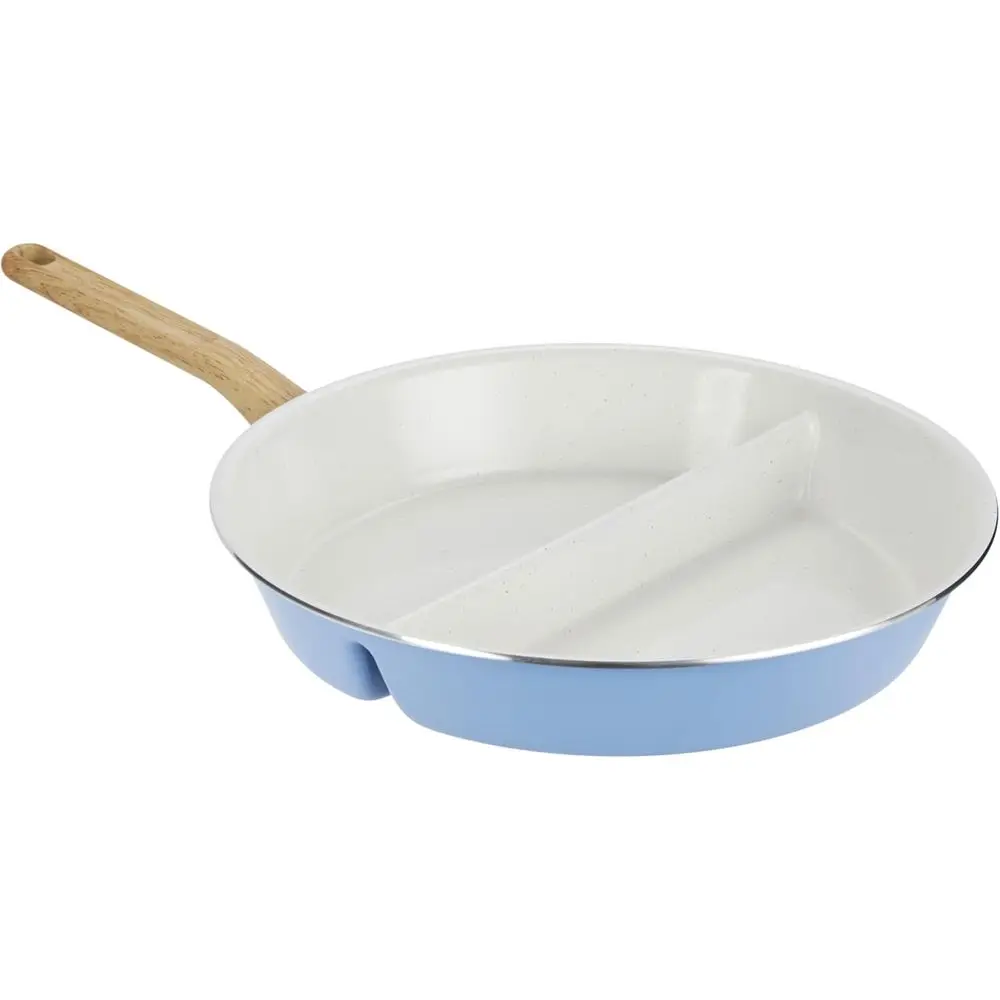 

Керамическая сковорода с титановым покрытием, 12 секций, светло-голубая – антипригарная сковорода с разделителями для жарки яиц, мяса, овощей