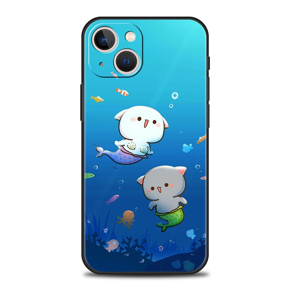 Peach And Goma Cat Phone Case Cover for iPhone 16 15 14 13 12 Pro Max XR XS 11 7 8 Plus Shockproof  Silicone Fundas Shell Capas