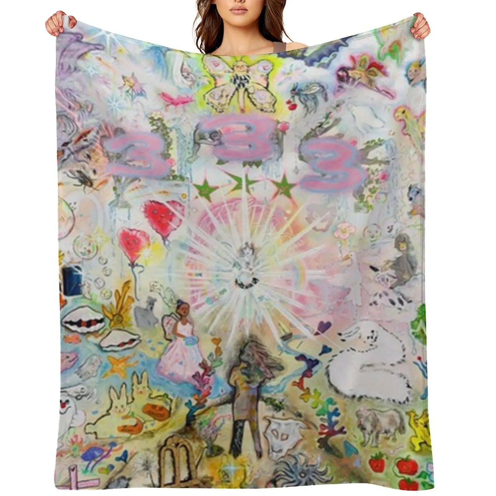 

333 bladee album cover Throw Blanket Heavy Sofa Throw Flannel Fabric Personalized Gift Blankets