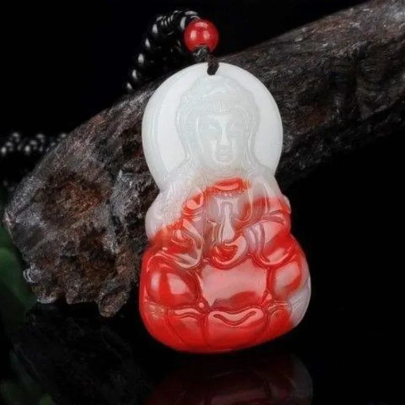 

Natural Color Handmade Carved Guanyin Jade Pendant, Fashionable Boutique Jewelry, Men's and Women's Necklaces, Gifts