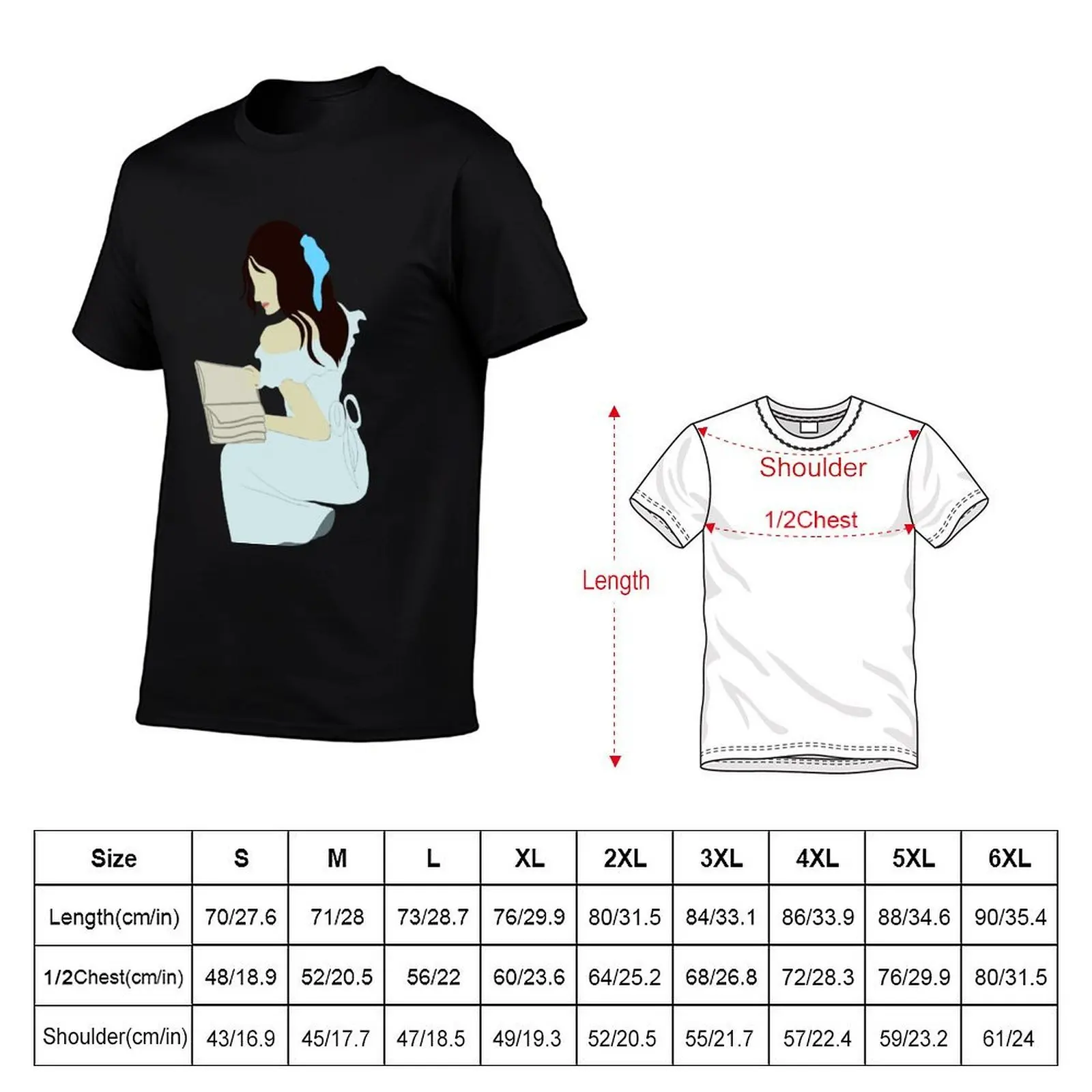 Abstract faceless Girl reading T-Shirt street wear topping plain white t shirts men