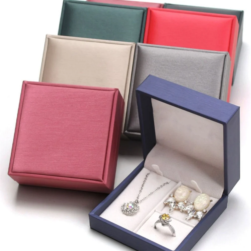 High Quality Jewelry Box Ring Necklace Earring Set Jewelry Display Gift Packaging Boxes Pu Leather Wedding Jewelry Organizer