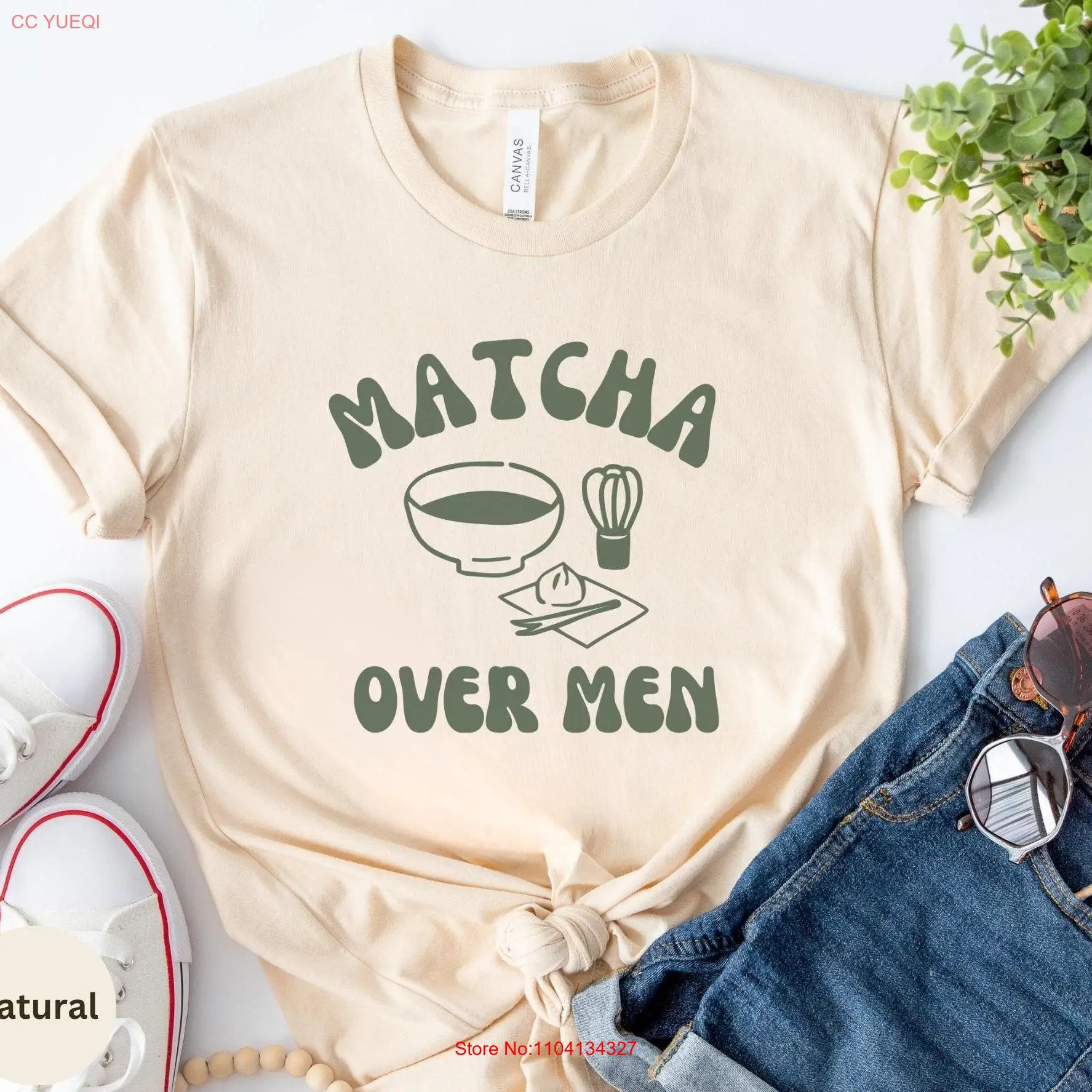 Funny Matcha T Shirt Latte Tea Lover for Green Aesthetic long or short sleeves