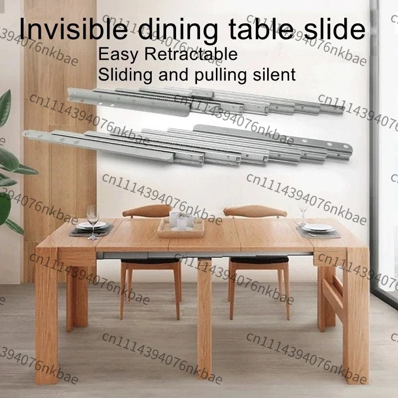 Aluminum Hidden Dining Table Telescopic Slide Rail, Multi-function Folding Extension Sliding Guide Rail for Retractable Table