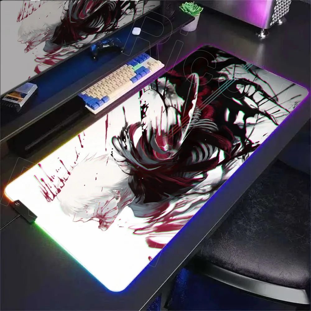 

New Kaneki Ken RGB Deak Mat Keyboard Mouse Pad Tokyo Ghoul Mousepad Anime Cartoon 900×400mm Mice Mat MausePad Computer Desk Mats