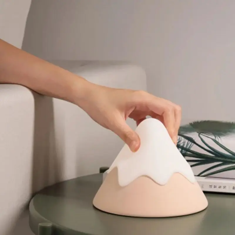 Sạc Đèn Ngủ Núi Tuyết Đèn Tập Điều Khiển & Cài Đặt Hẹn Giờ, Chất Liệu Silicone Mềm, mờ Đèn Bàn Cho Phòng Ngủ