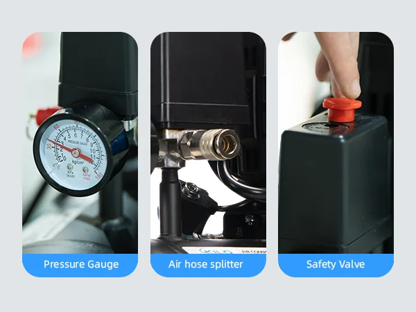 ضاغط هواء خالي من الزيت بسعة 2 جالون 1.0 حصان بحد أقصى 115 رطل لكل بوصة مربعة ضغط 65 ديسيبل فائق الهدوء لإصلاح السيارات طلاء رذاذ تضخم الإطارات