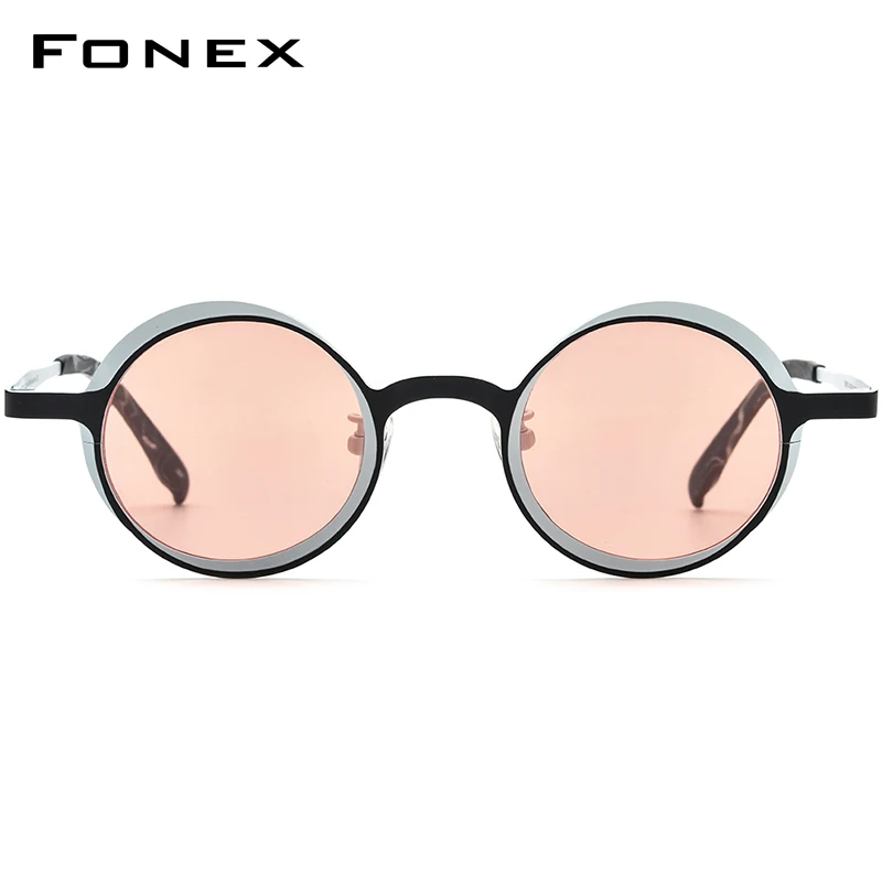 FONEX Titanium Sunglasses Men Brand Design Retro Round Polarized Sun Glasses Women Vintage Japanese Polarized Shades 85774